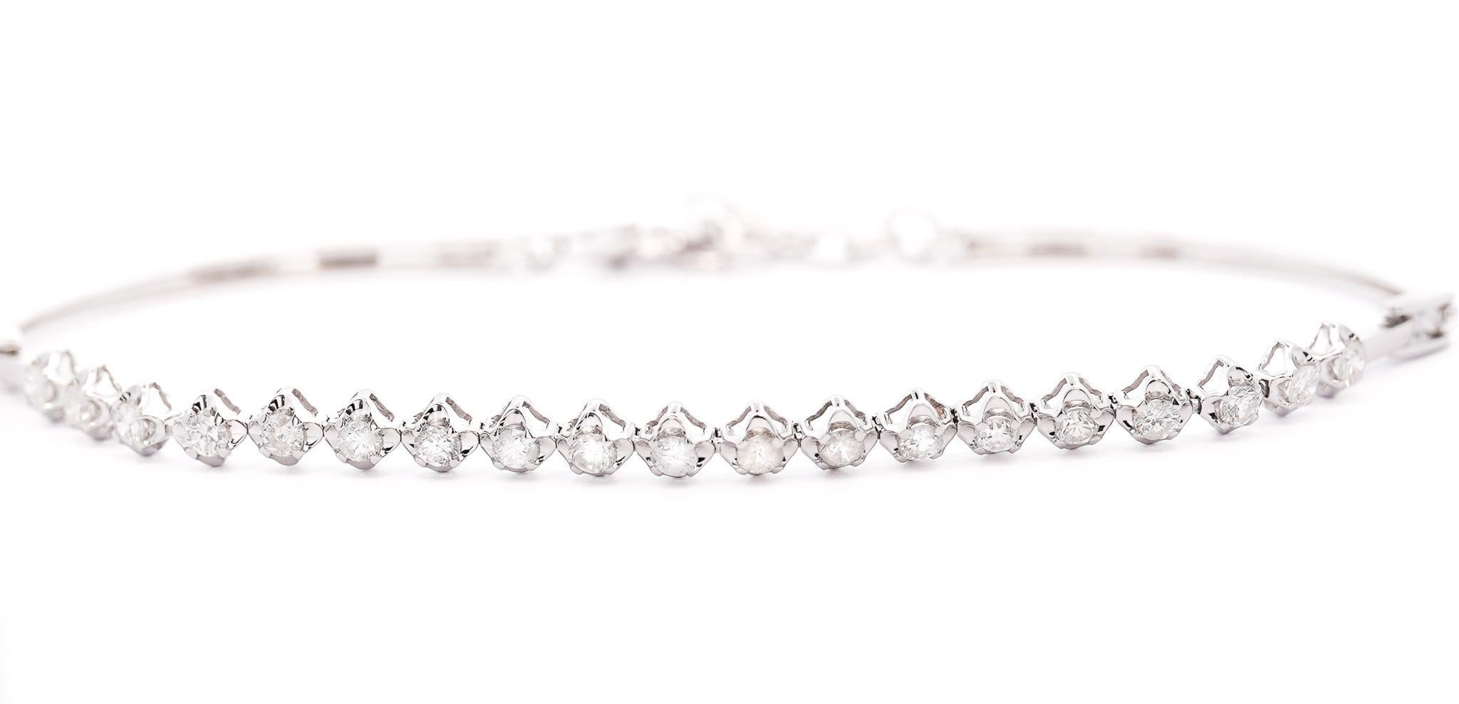 Bracelet demi-jupe tennis avec diamants ronds naturels de 1 carat Neuf - En vente à Miami, FL