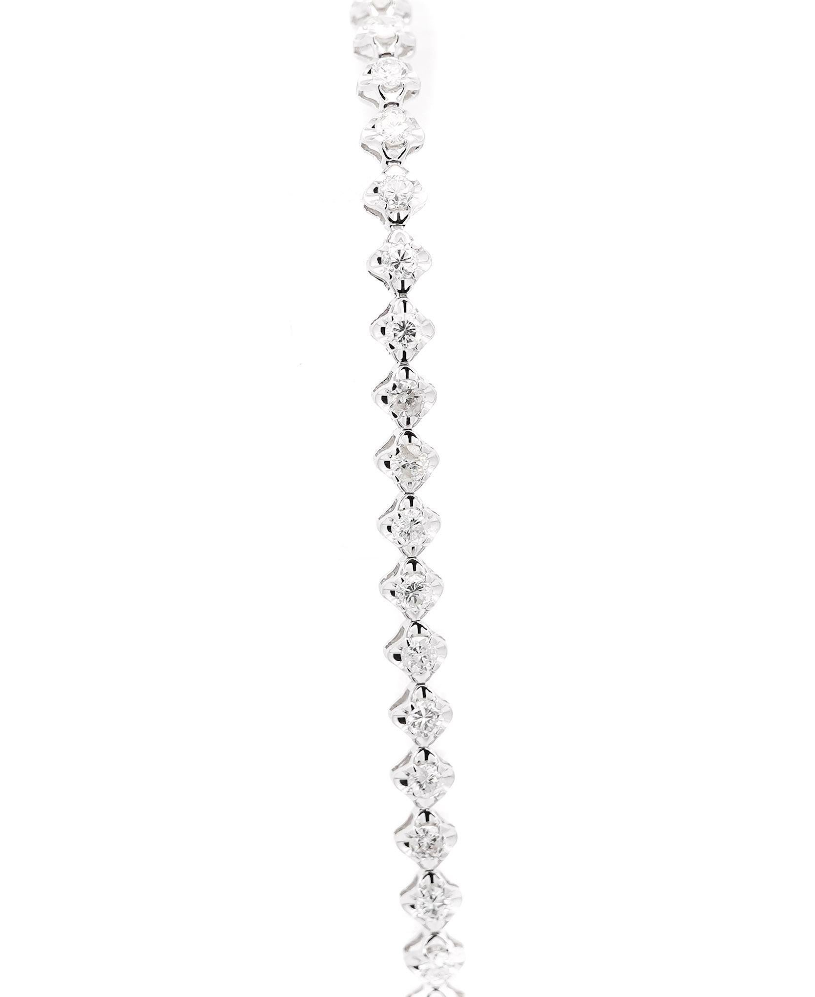 Natural 1 Carat Round Diamond Half Tennis Half Bangle Bracelet For Sale 1