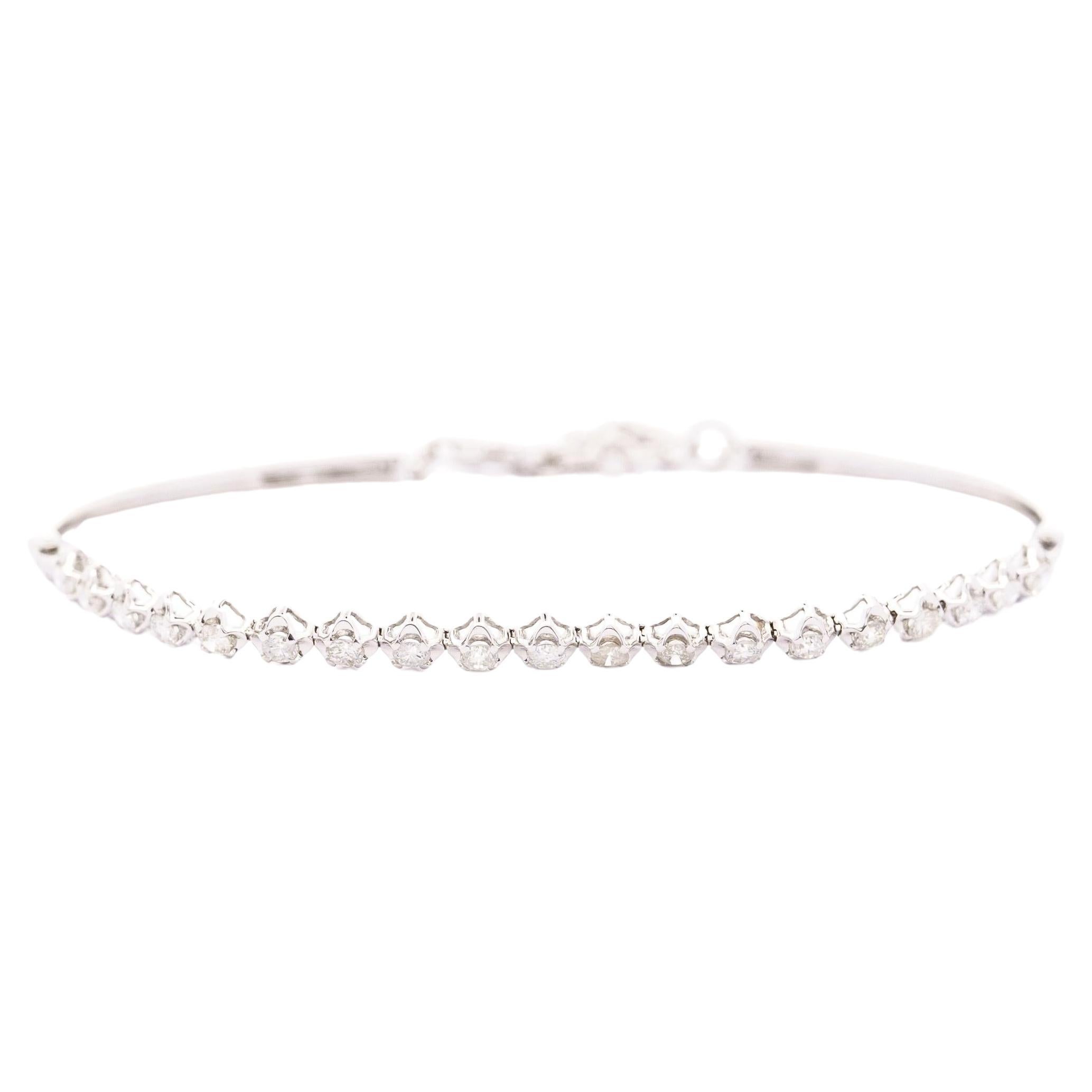 Bracelet demi-jupe tennis avec diamants ronds naturels de 1 carat en vente