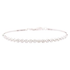 Natural 1 Carat Round Diamond Half Tennis Half Bangle Bracelet