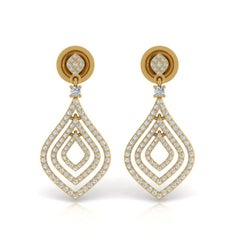 Natürliche 1 Karat SI Reinheit HI Farbe Diamant-Ohrringe 18 Karat Gelbgold Ohrhänger