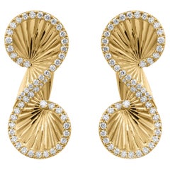 Natural 1 Carat SI Clarity HI Color Round Diamond Earrings 18 Karat Yellow Gold