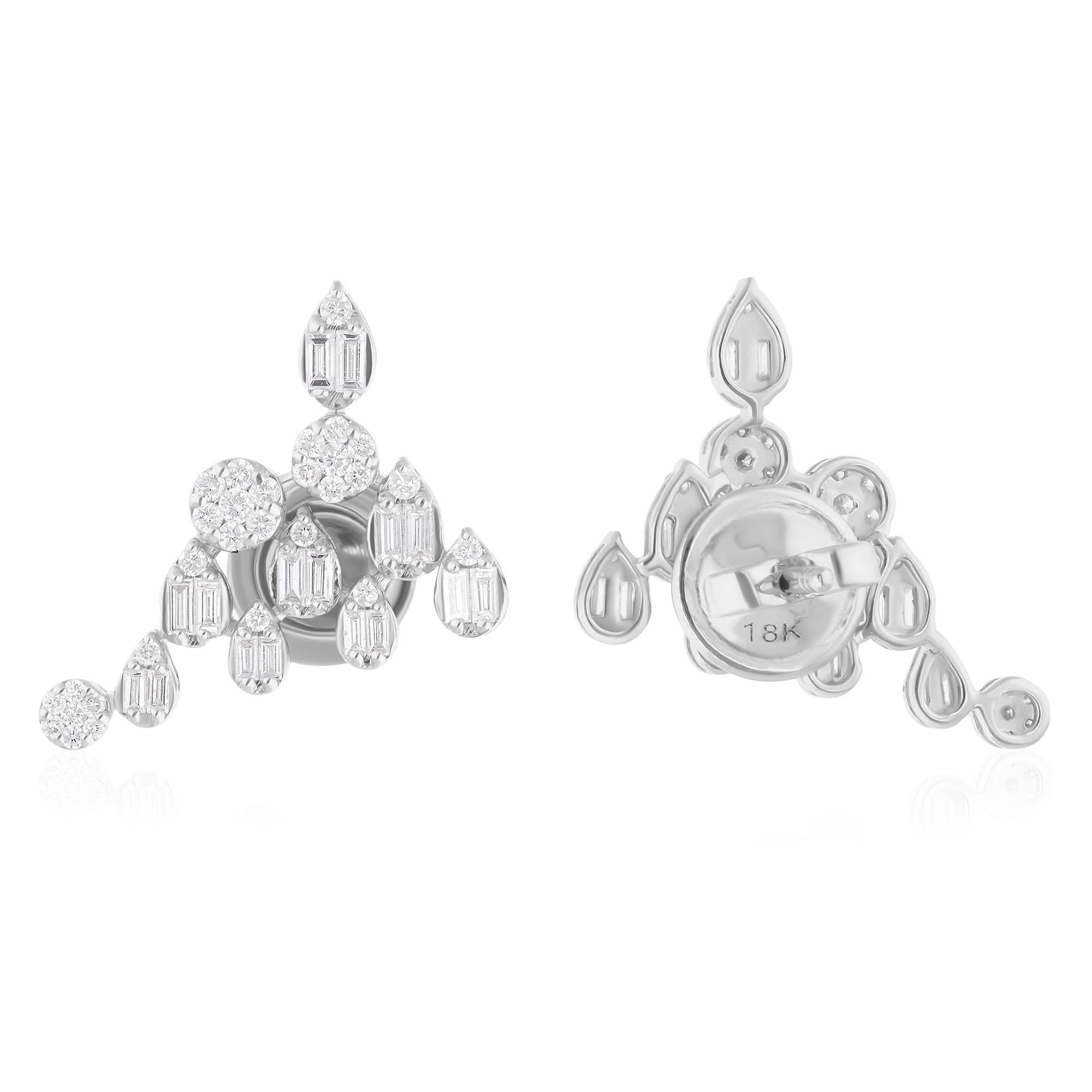Cast from 14-karat gold, these exquisite earrings are handset with 1.00 carats of sparkling diamonds.

FOLLOW SPECTRUM JEWELS storefront to view the latest collection & exclusive pieces. Spectrum Jewels is proudly rated as a Top Seller on 1stdibs