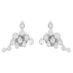 Natural 1 Carat SI/H Baguette Diamond Earrings 18 Karat White Gold Fine Jewelry