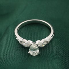 Anillo de diamantes naturales de 1 quilate SI/H mixtos 18 quilates de oro blanco Joyería hecha a mano