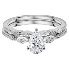 Anillo de diamantes naturales de 1 quilate SI/H mixtos 18 quilates de oro blanco Joyería hecha a mano