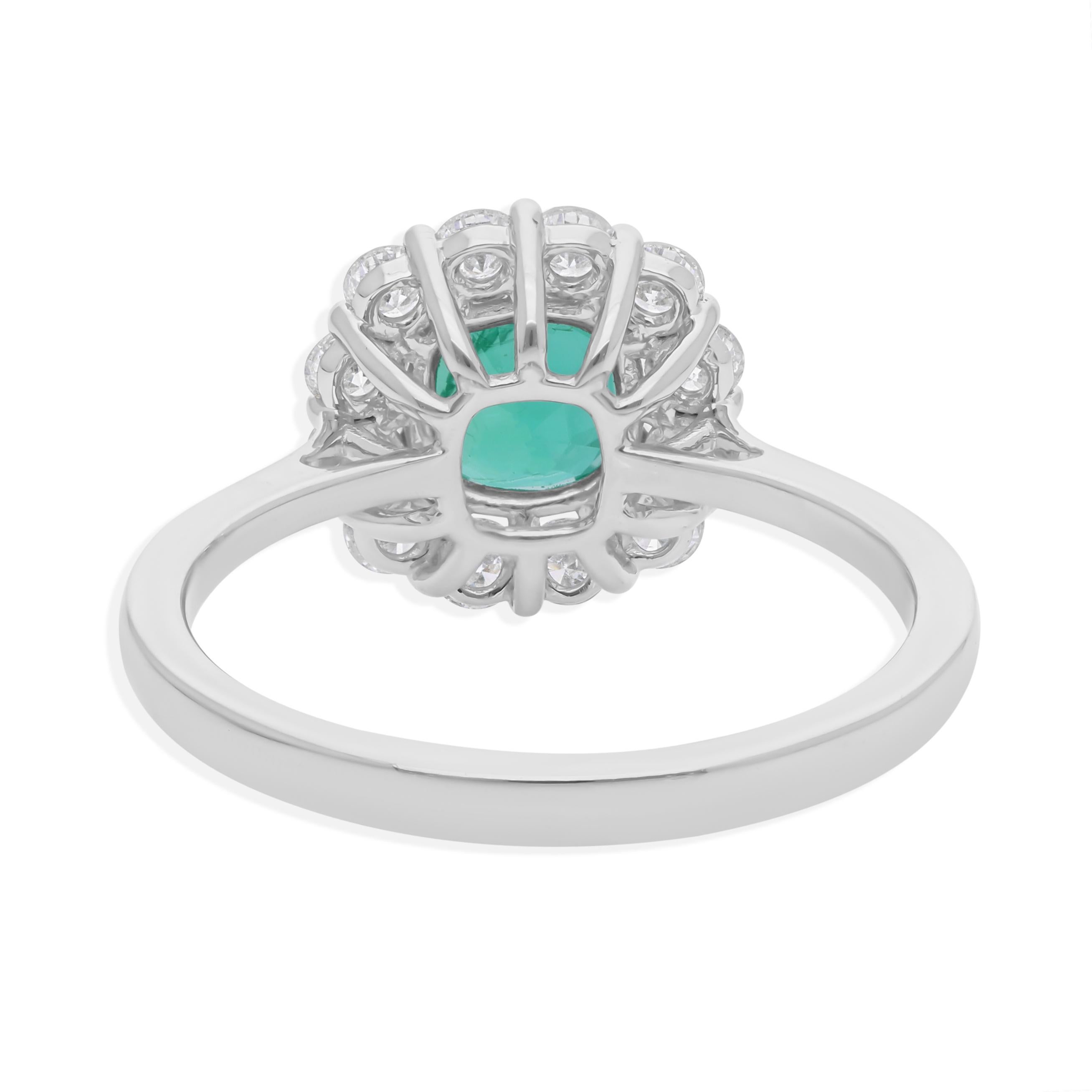 En vente :  Nature 1 Carat Zambian Emerald 0.56 Carat SI/H Diamond Ring 14 Karat White Gold 4