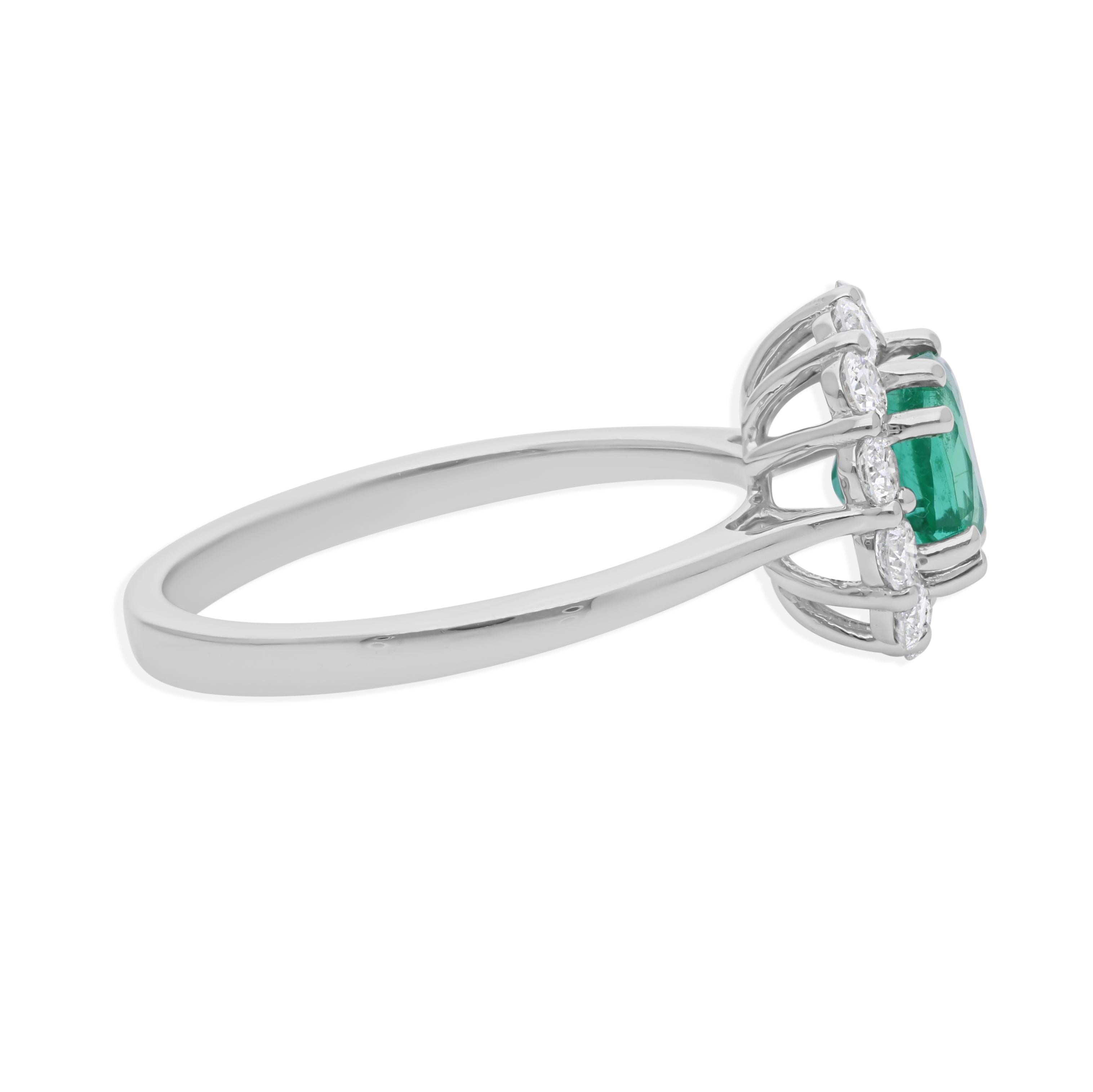 Im Angebot: Natürlicher 1 Karat sambischer Smaragd 0,56 Karat SI/H Diamantring 18 Karat Weißgold () 2