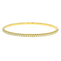 Natural 1.0 Carat Diamond 18-Karat Bangle Bracelet In Stock