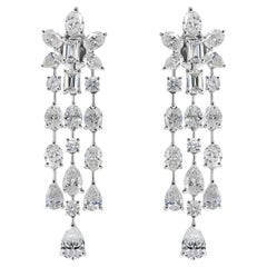 Pendientes de araña con varios diamantes SI/H naturales de 10 quilates y oro blanco de 14 quilates