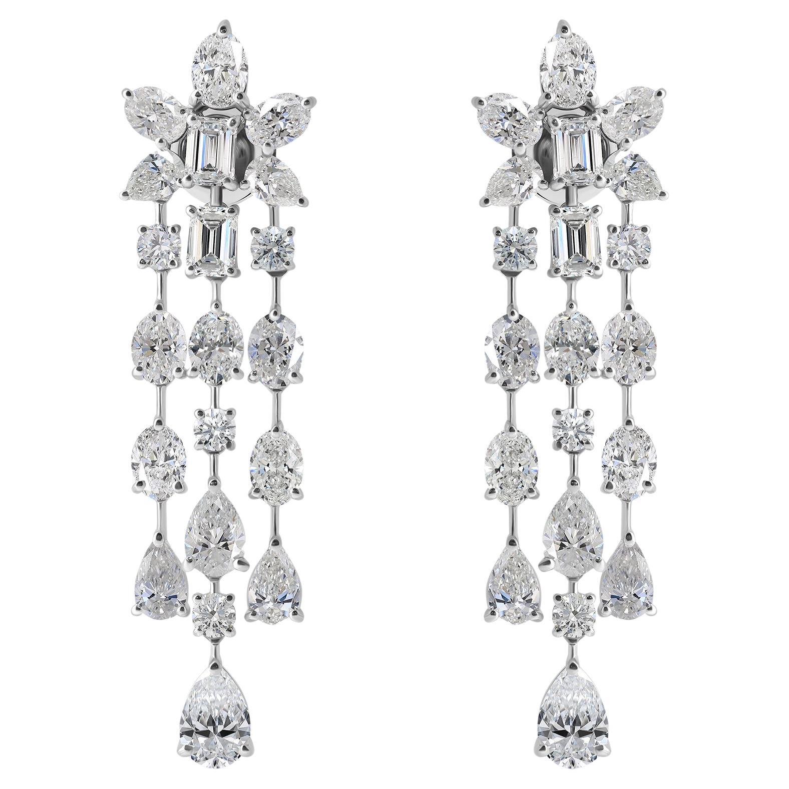 Orecchini Chandelier con diamanti naturali 10,04 carati in oro bianco 18 carati