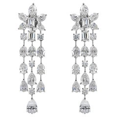 Natural 10 Carat SI/H Multi Diamond Chandelier Earrings 18 Karat White Gold