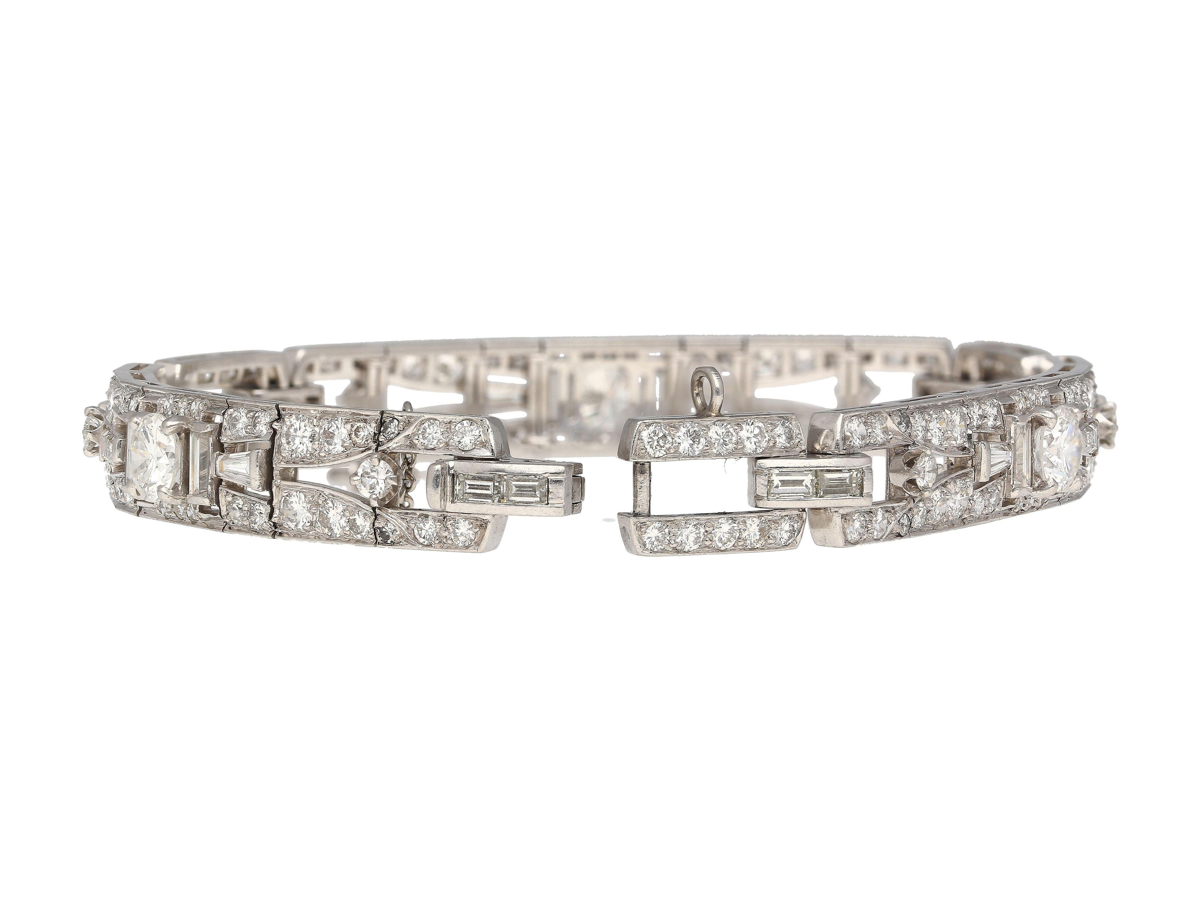 Natürliches 10 Karat TW Diamant Vintage Art Deco Platin-Armband (Art déco) im Angebot