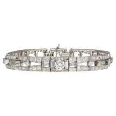 Bracelet Art déco vintage en platine avec diamants naturels de 10 carats poids total