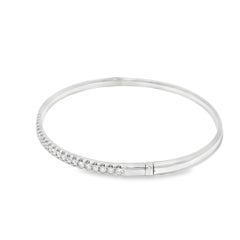 Natural 1.00 Carat Diamond 18-Karat Bangle Bracelet In Stock