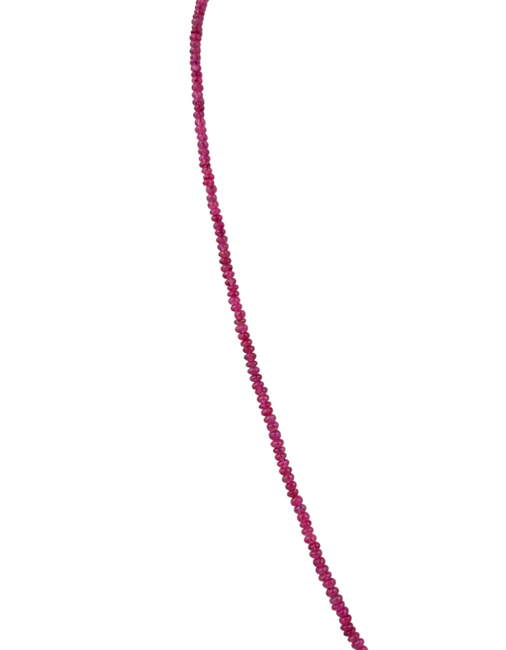 Natural  100 Ct Natural Ruby Bead Single Strand Necklace with Silver Clasp
27