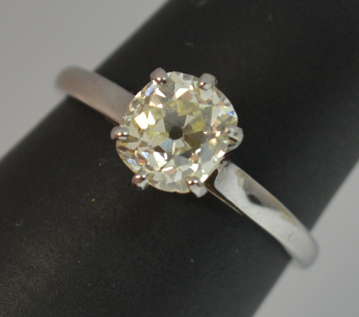 Natural 1.00 Carat Old Cut Diamond 18 Carat White Gold Antique Engagement Ring 6