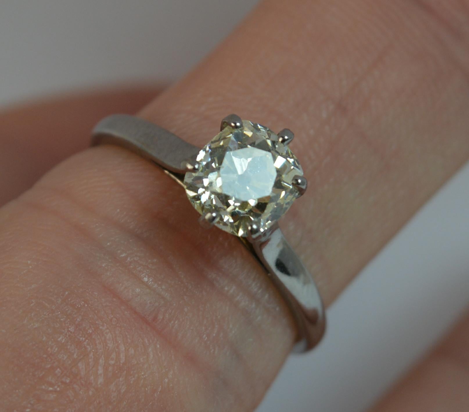 Old European Cut Natural 1.00 Carat Old Cut Diamond 18 Carat White Gold Antique Engagement Ring