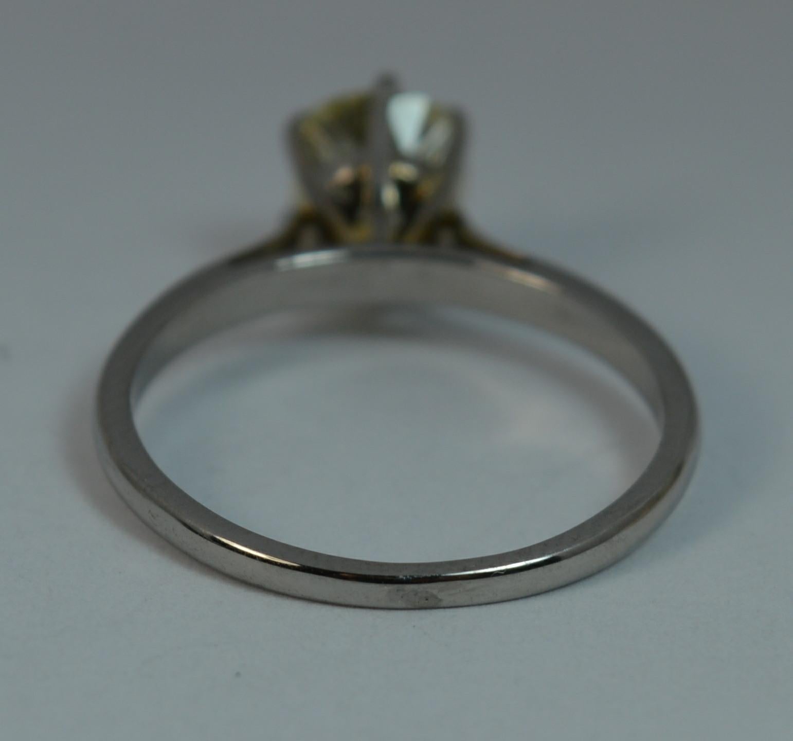 Natural 1.00 Carat Old Cut Diamond 18 Carat White Gold Antique Engagement Ring In Excellent Condition In St Helens, GB