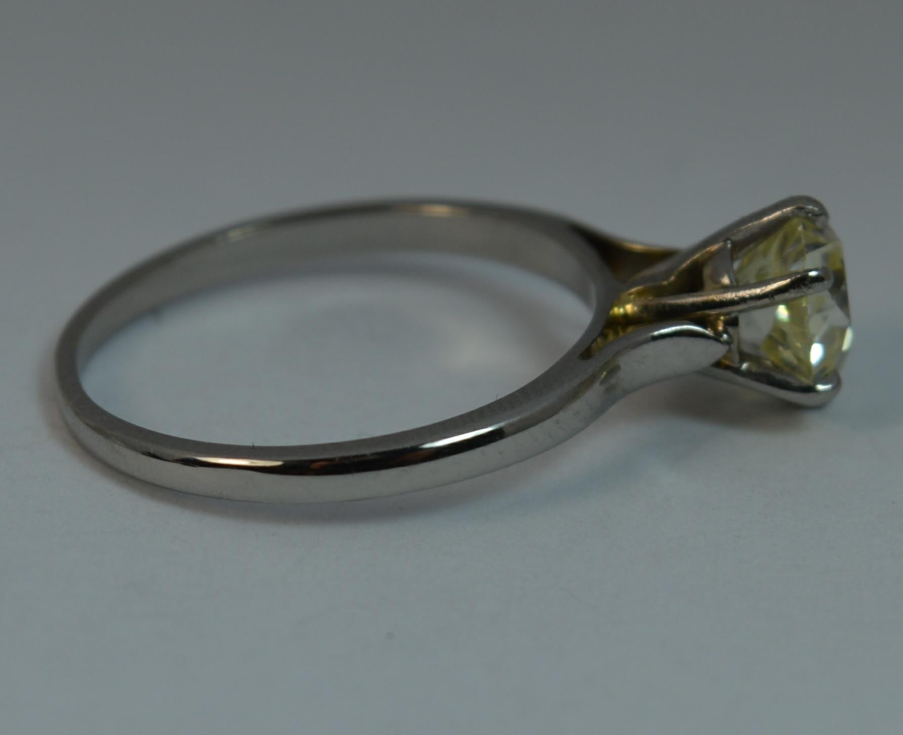 Women's Natural 1.00 Carat Old Cut Diamond 18 Carat White Gold Antique Engagement Ring