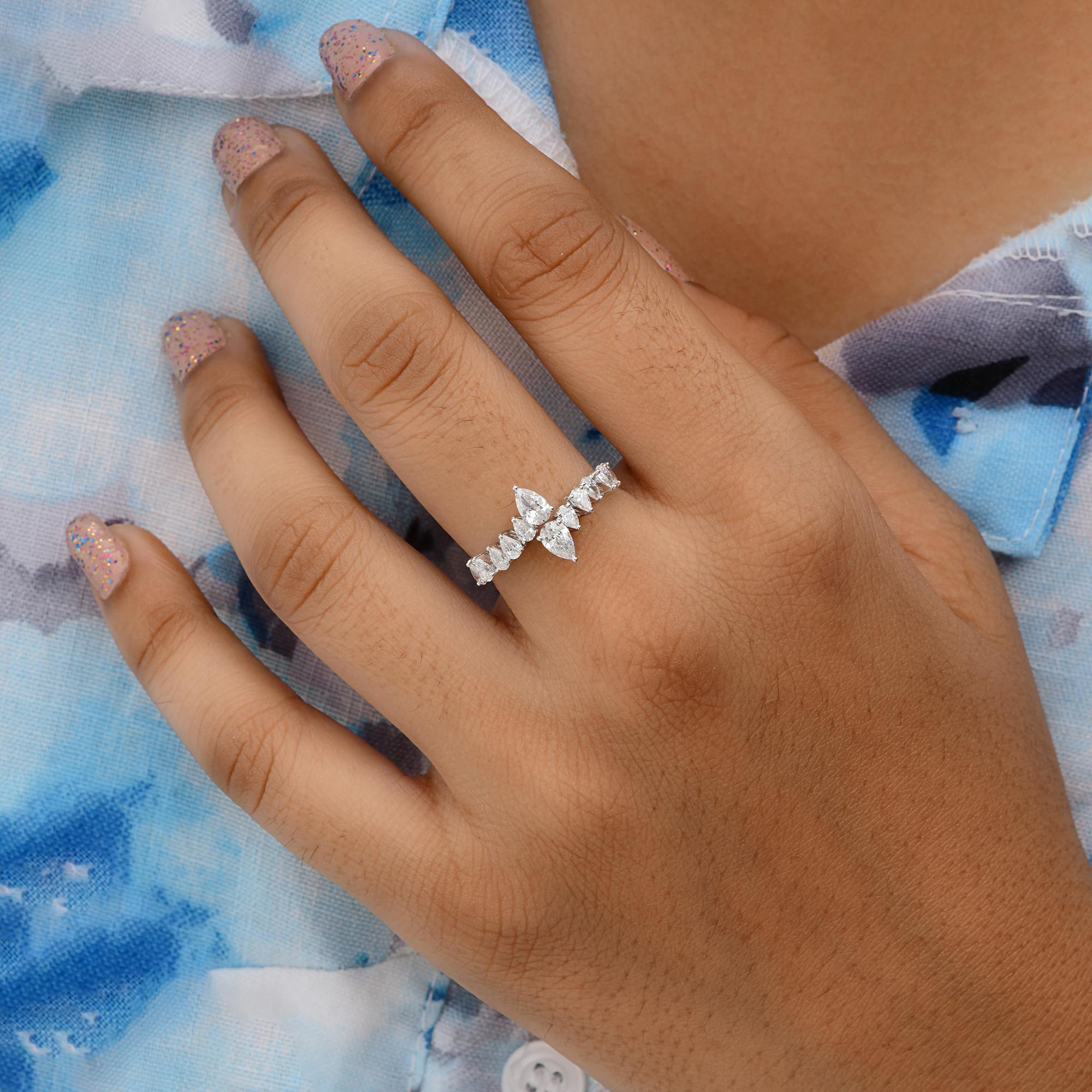 Anillo envolvente de diamantes talla pera brillante SI/H natural de 1,00 quilates y 14 quilates de oro blanco Corte pera en venta