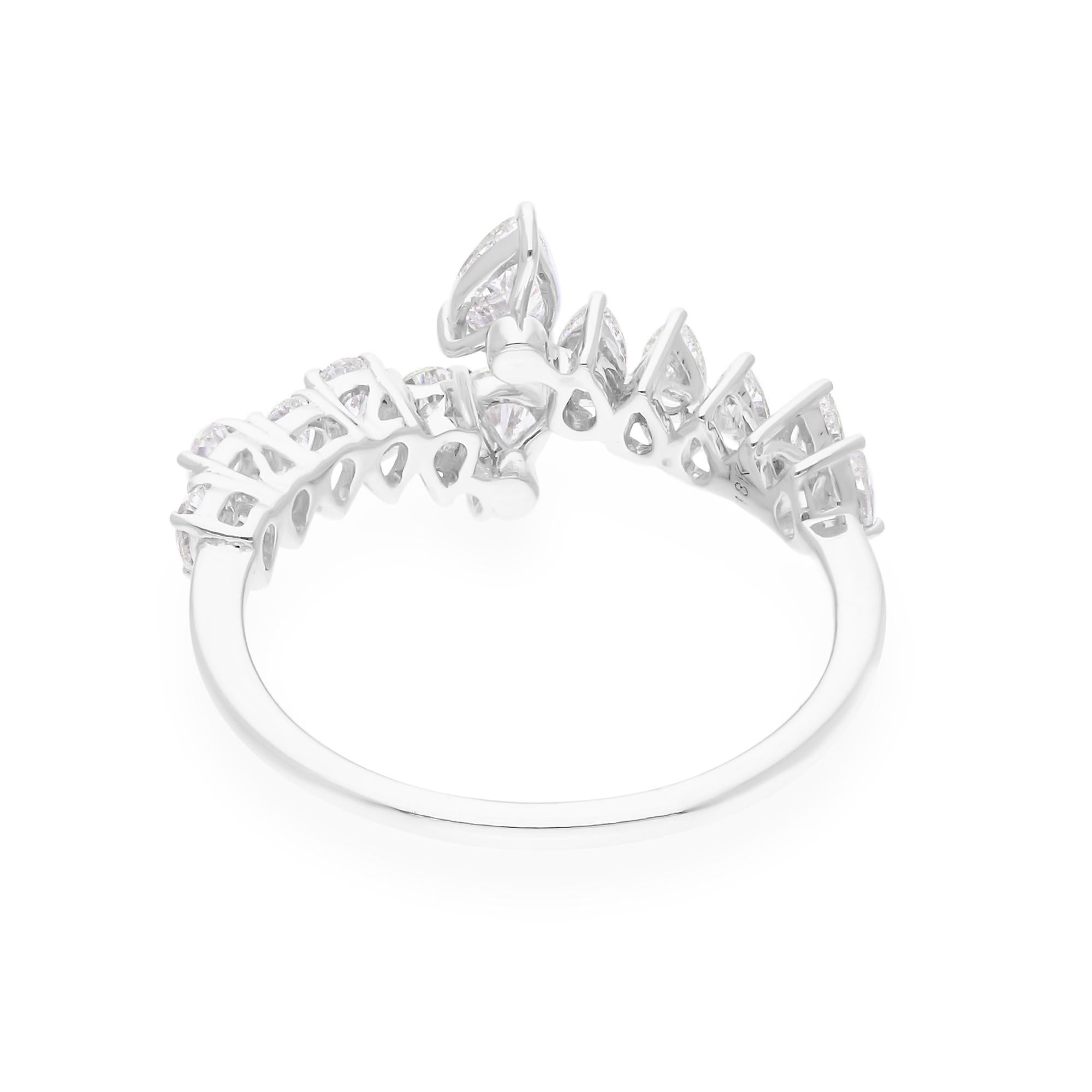 Natural 1.00 Carat SI/H Pear Brilliant Cut Diamond Wrap Ring 18 Karat White Gold For Sale 1
