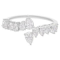 Natural 1.00 Carat SI/H Pear Brilliant Cut Diamond Wrap Ring 18 Karat White Gold