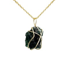 Natural 10.00Ct Raw Emerald Gold Handmade Pendant