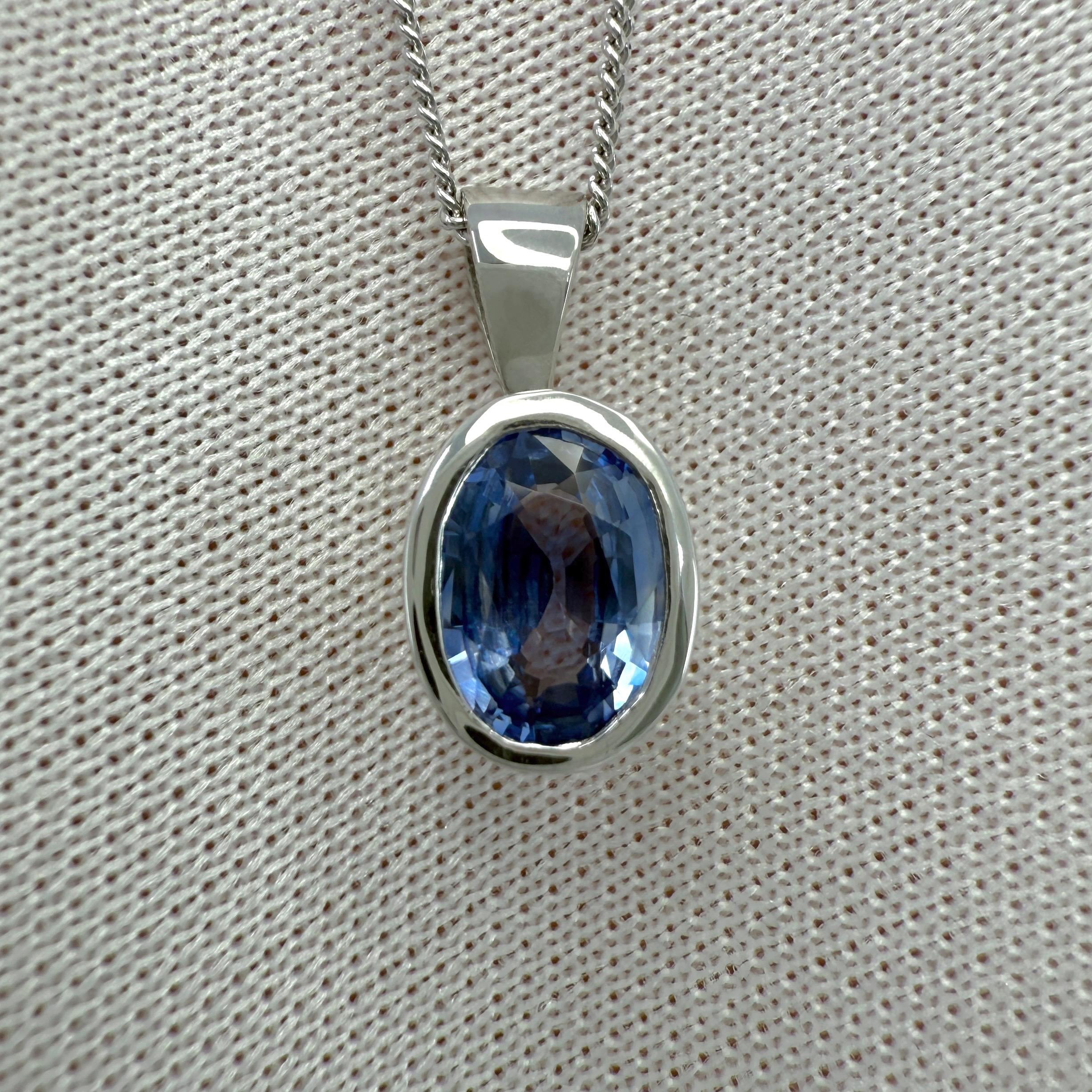 Natürlicher 1,00ct Hellblauer Ceylon Saphir 950 Platin Oval Schliff Rubin Anhänger im Angebot 1