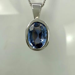 Natürlicher 1,00ct Hellblauer Ceylon Saphir 950 Platin Oval Schliff Rubin Anhänger