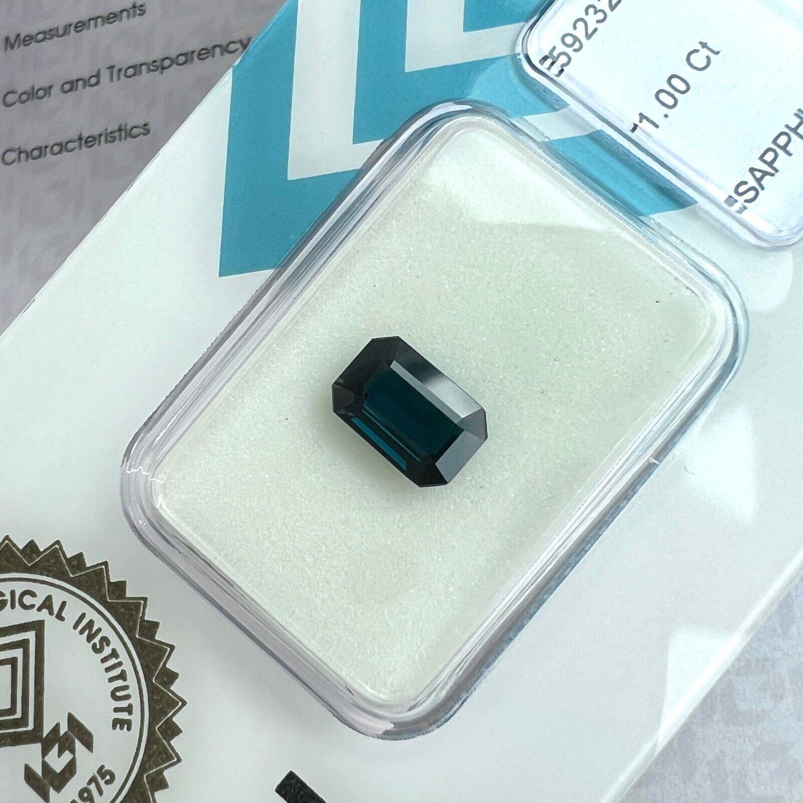 Natural 1.00ct Untreated Deep Blue Sapphire IGI Certified Emerald Octagon Cut In New Condition For Sale In Birmingham, GB