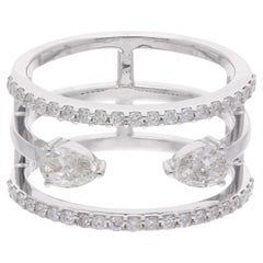 Natural 1.01 Carat Pear & Round Diamond Ring 14 Karat White Gold Fine Jewelry