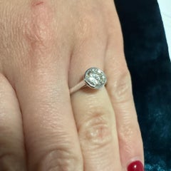 Natural 1.01 Carat Round Diamond Flush Bezel Set 14K White Gold Solitaire Ring