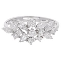 Natural 1.01 Carat SI Clarity HI Color Multi Diamond Ring 18 Karat White Gold
