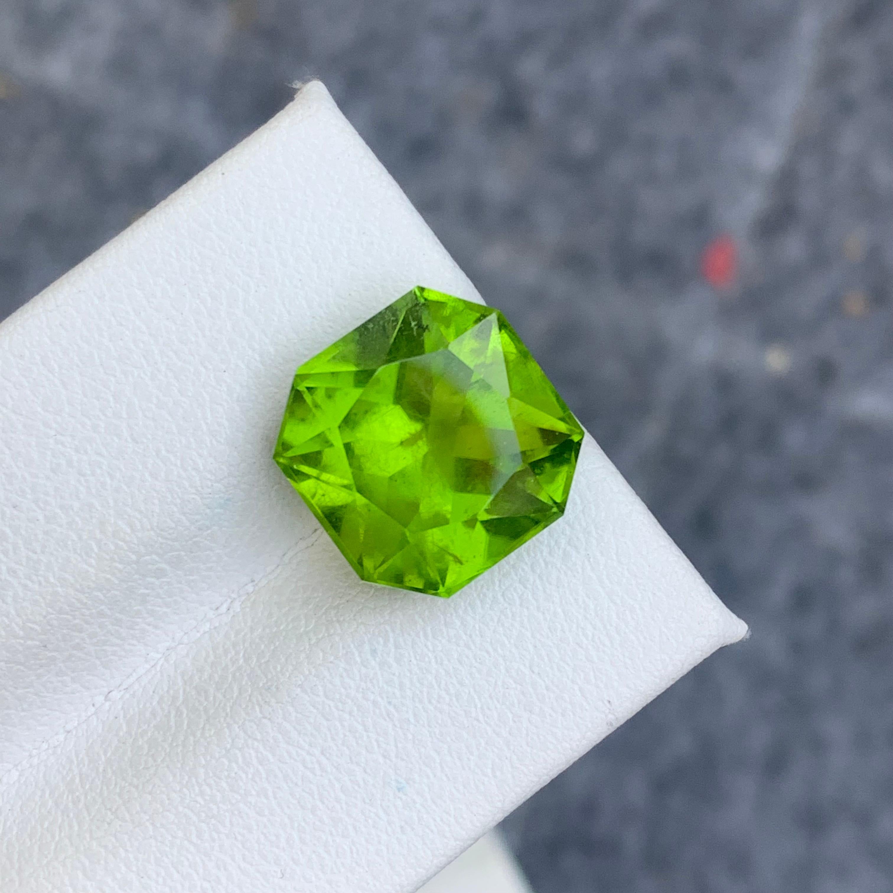 Natural 10.10 Carat Apple Green Loose Peridot Included Clarity from Supat Valley For Sale 1