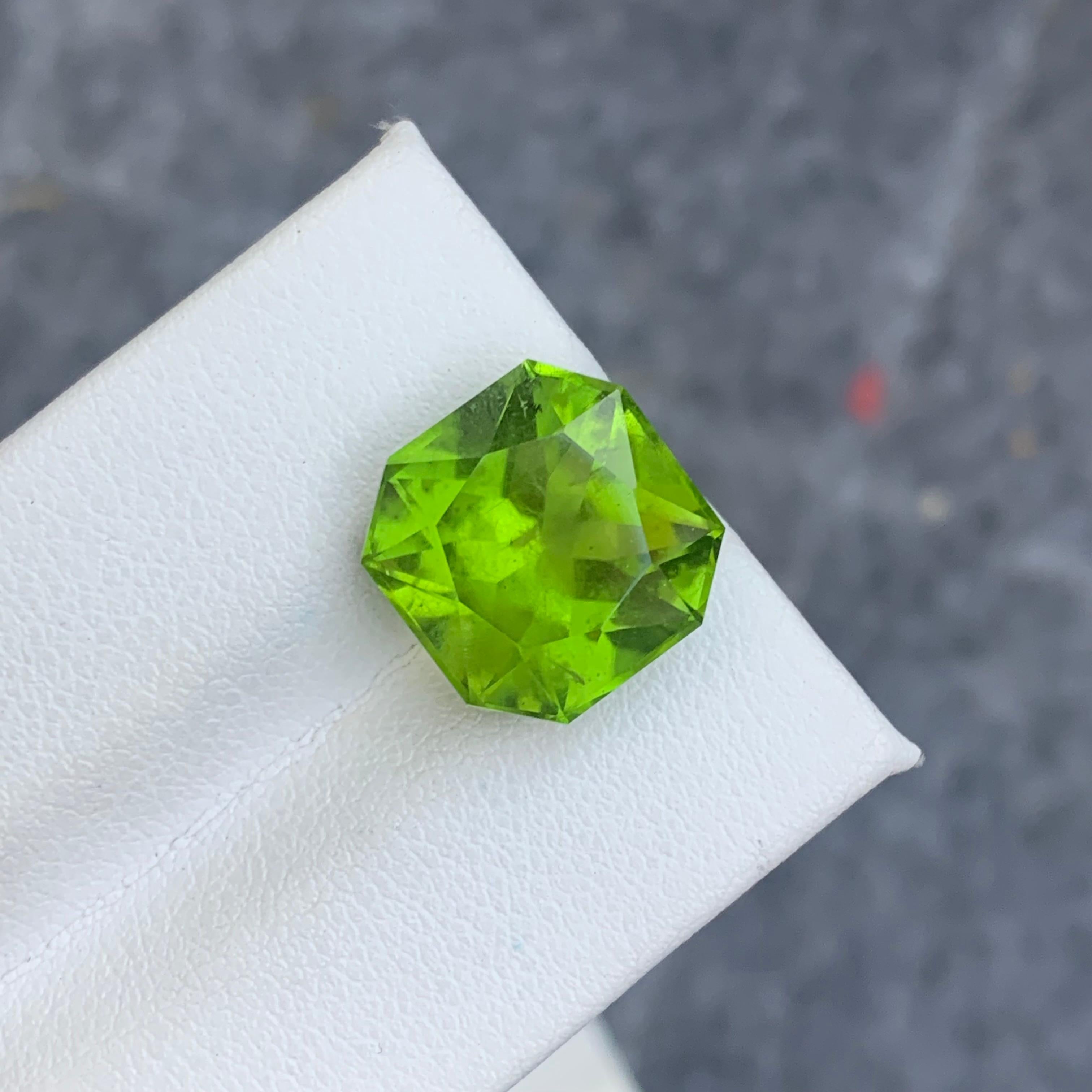 Natural 10.10 Carat Apple Green Loose Peridot Included Clarity from Supat Valley For Sale 3