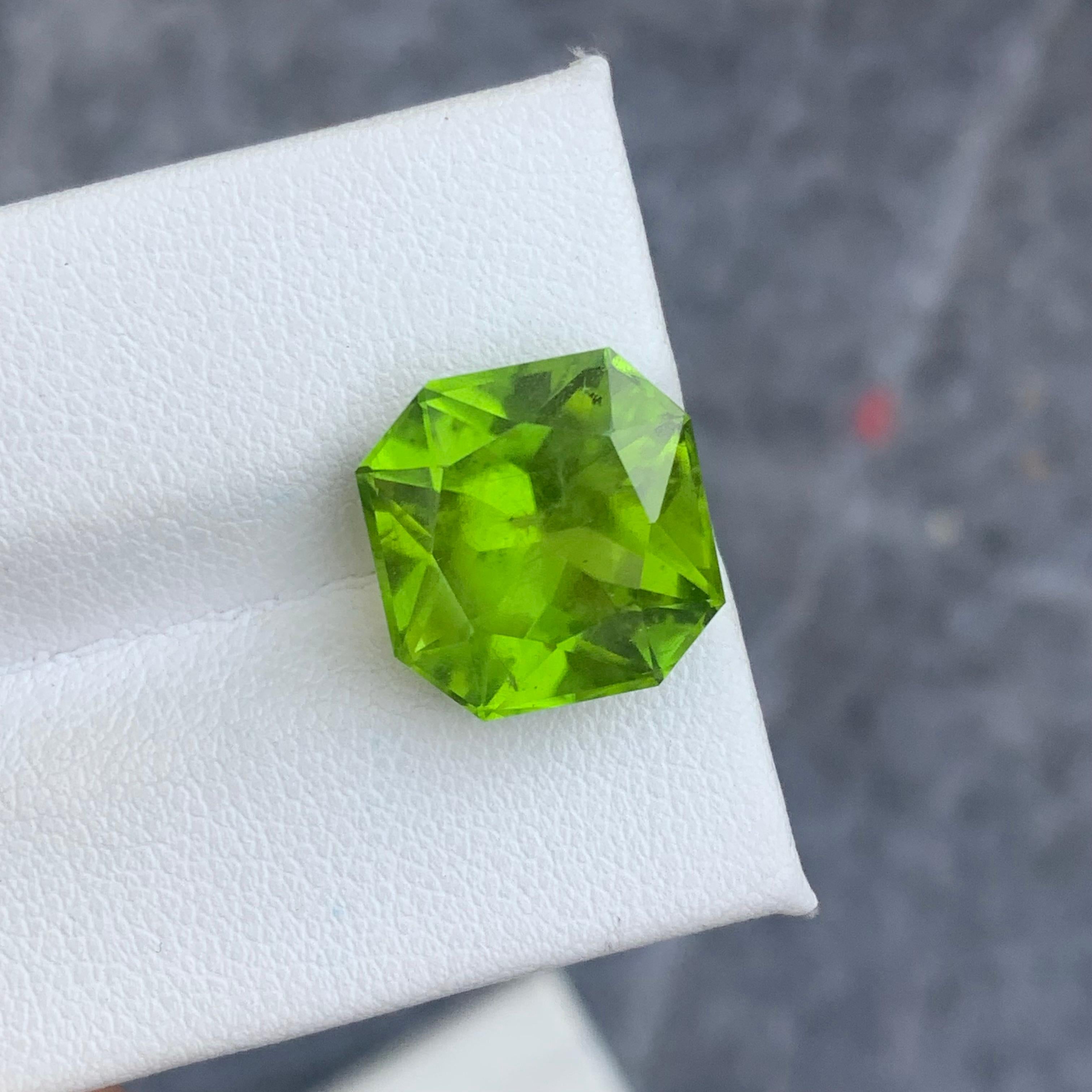 Natural 10.10 Carat Apple Green Loose Peridot Included Clarity from Supat Valley For Sale 4