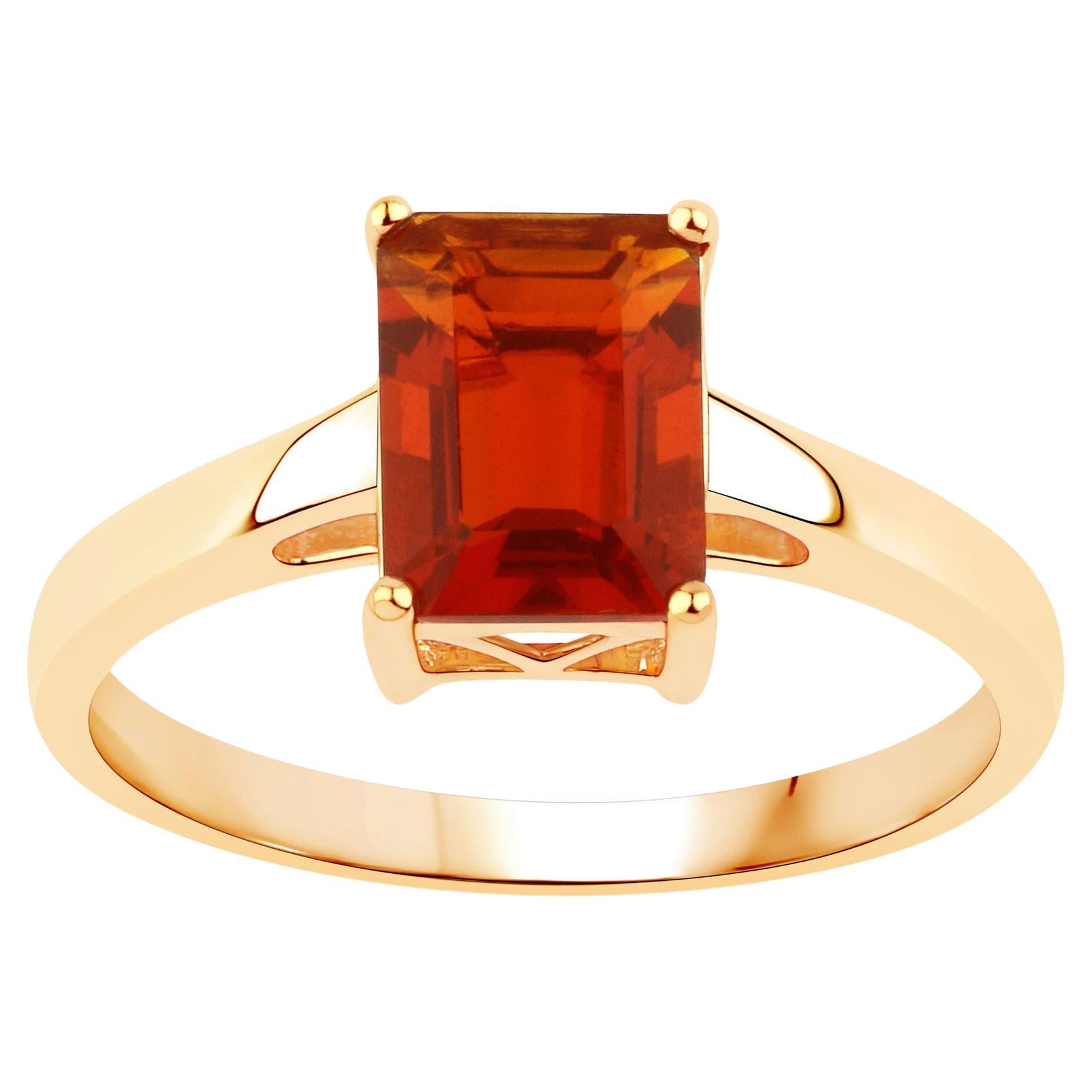 Natural 1.02 Carat Fire Opal Solitaire Ring 14K Yellow Gold