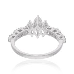 Anello con diamante tondo marquise naturale da 1,02 carati SI/H Gioielli in oro bianco 18 carati