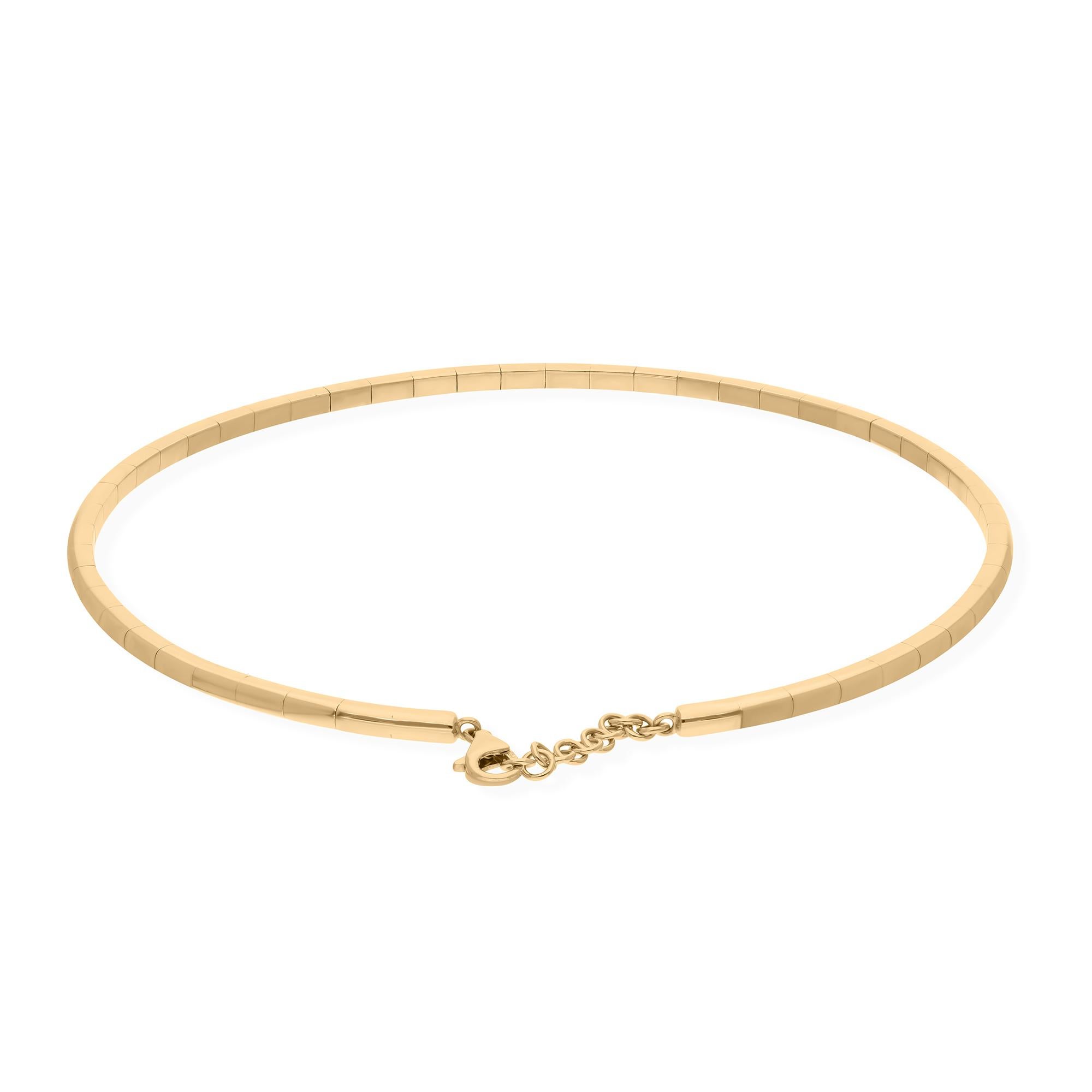 Modern Natural 1.02 Carat SI/H Round Diamond Fine Choker Necklace 14 Karat Yellow Gold For Sale
