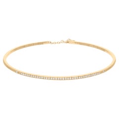 Collier ras du cou en or jaune 14 carats avec diamants ronds naturels de 1,02 carat SI/H