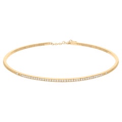Natural 1.02 Carat SI/H Round Diamond Fine Choker Necklace 18 Karat Yellow Gold