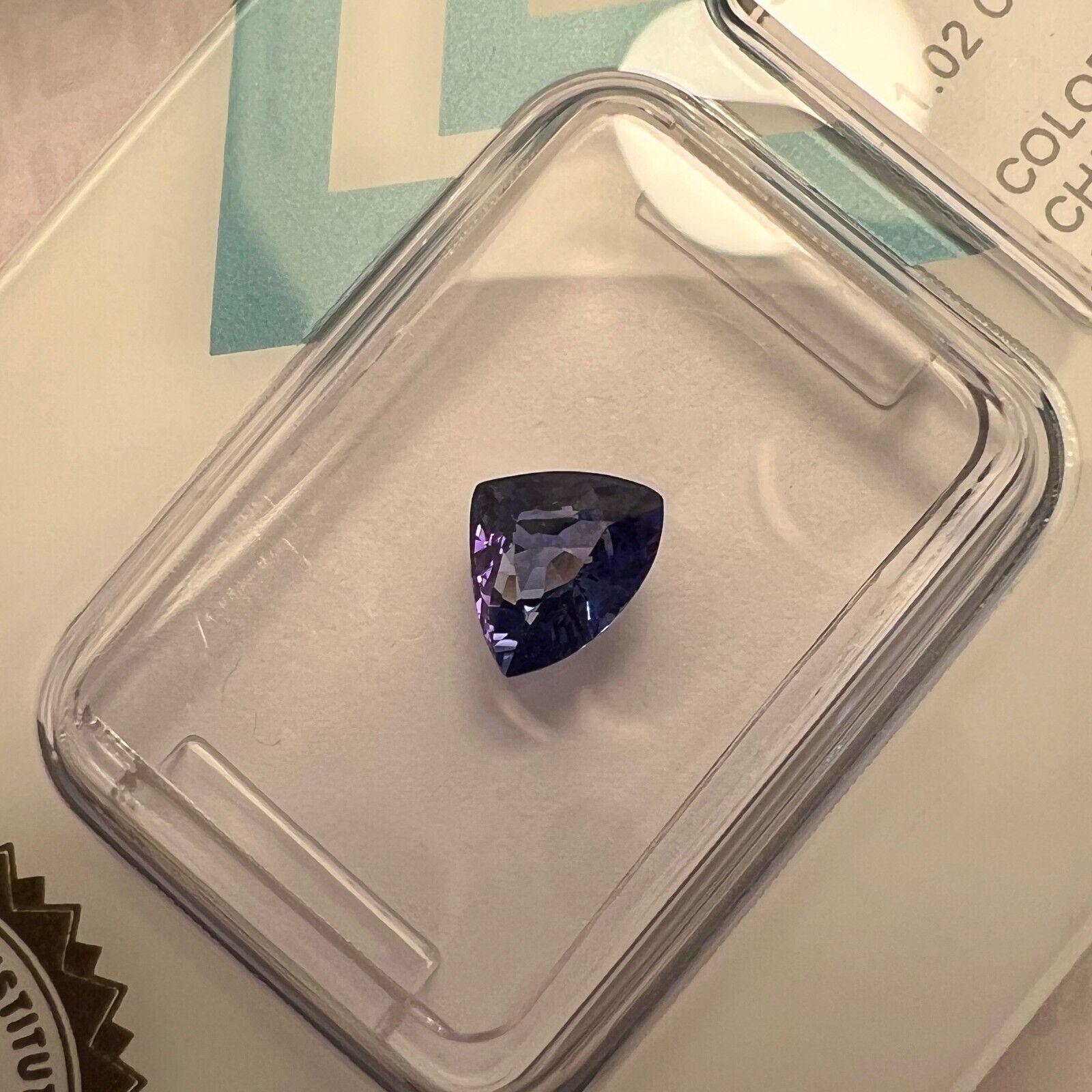 Natural 1.02ct Colour Change Sapphire Purple Blue Pink IGI Trillion Triangle Cut In New Condition For Sale In Birmingham, GB
