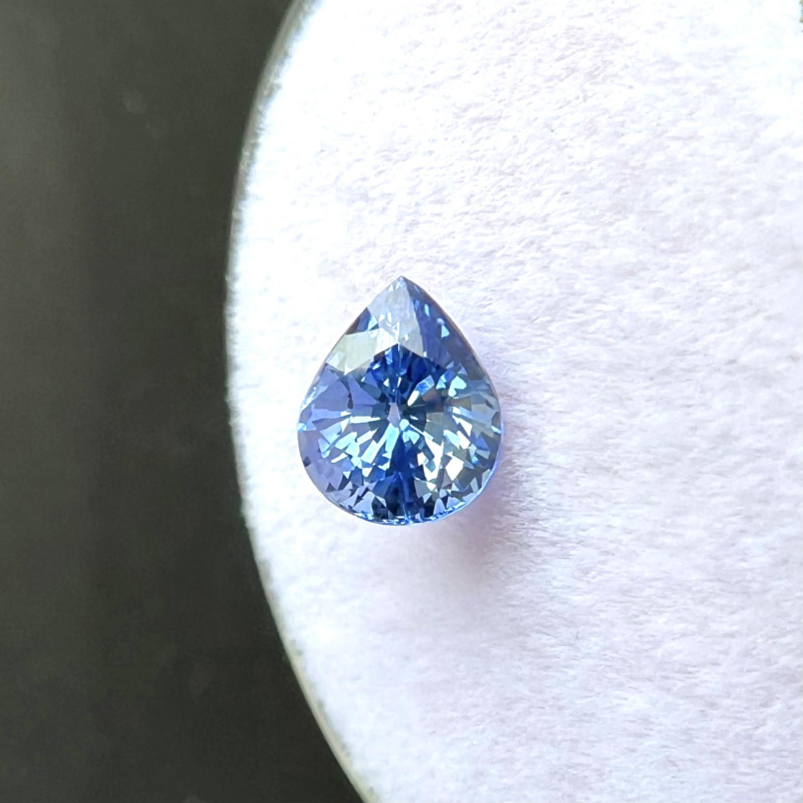 Taille poire Nature 1.02ct Fine Blue Ceylon Sapphire Sri Lanka Pear Cut 6.2x5mm Gem VVS en vente