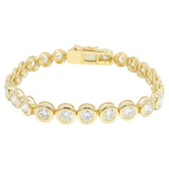 Natural 10.3 Carat Diamond Bezel Set 18-Karat Tennis Bracelet In Stock