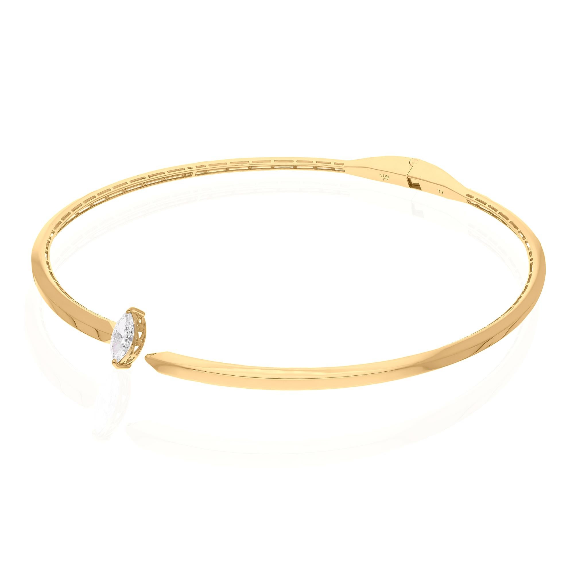 Modern Natural 1.03 Carat Marquise Diamond Choker Necklace 14 Karat Yellow Gold Jewelry For Sale