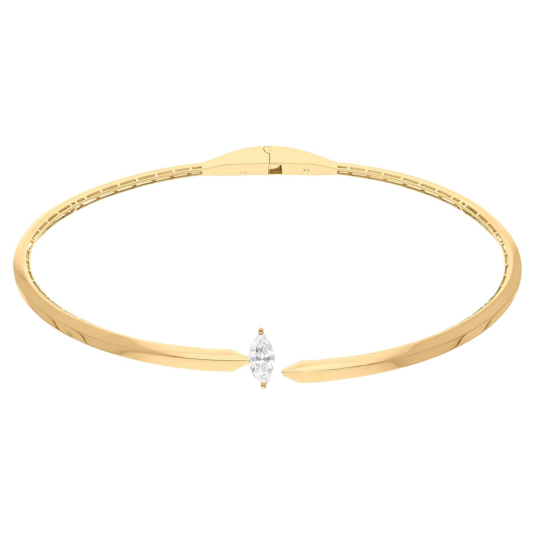 Collar gargantilla de diamantes marquesa naturales de 1,03 quilates Joyas de oro amarillo de 14 quilates