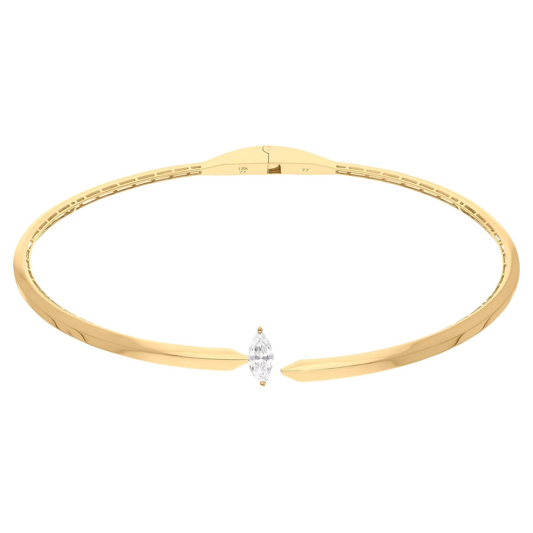 Collar gargantilla de diamantes marquesa naturales de 1,03 quilates Joyas de oro amarillo de 18 quilates en Nuevo estado para la venta en Diera, Dubai