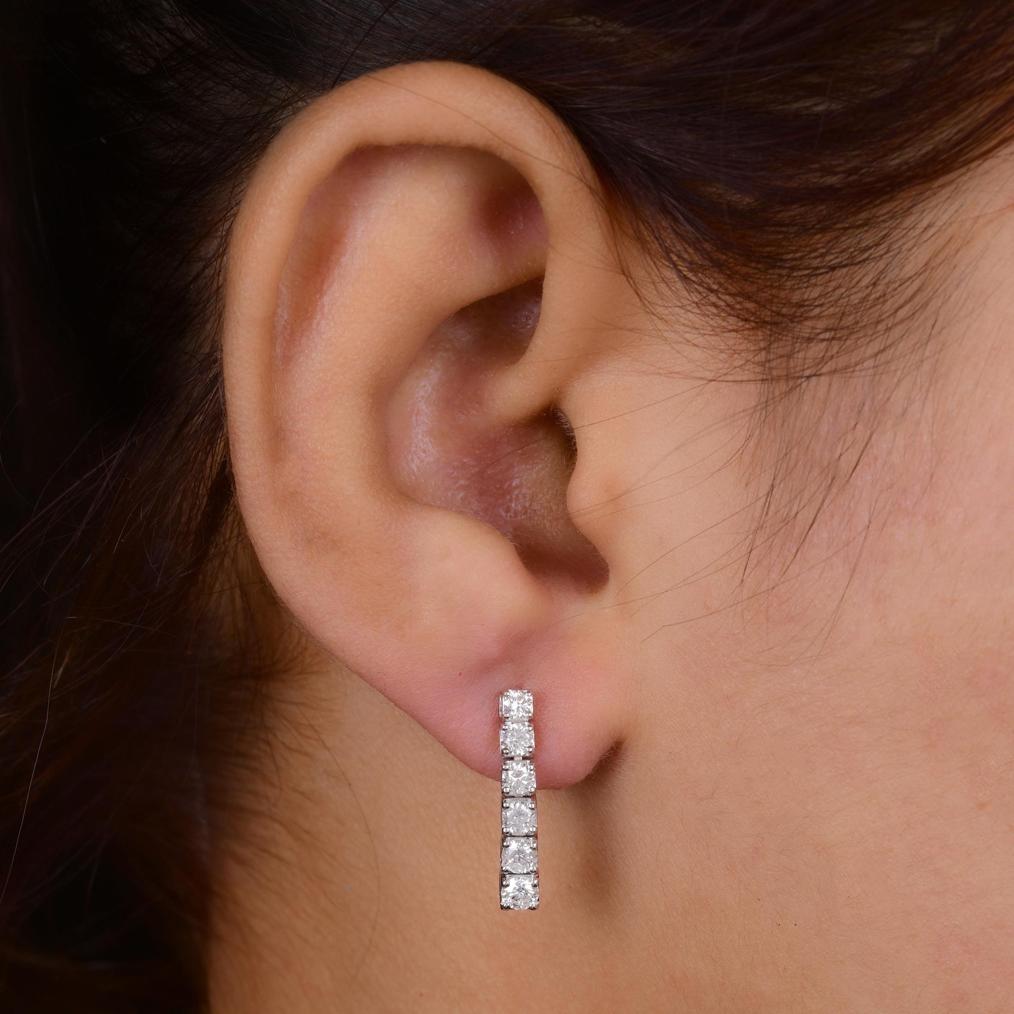 Pendientes de gota de diamante natural de 1,03 quilates, claridad SI y color HI, oro blanco de 14 quilates Moderno en venta