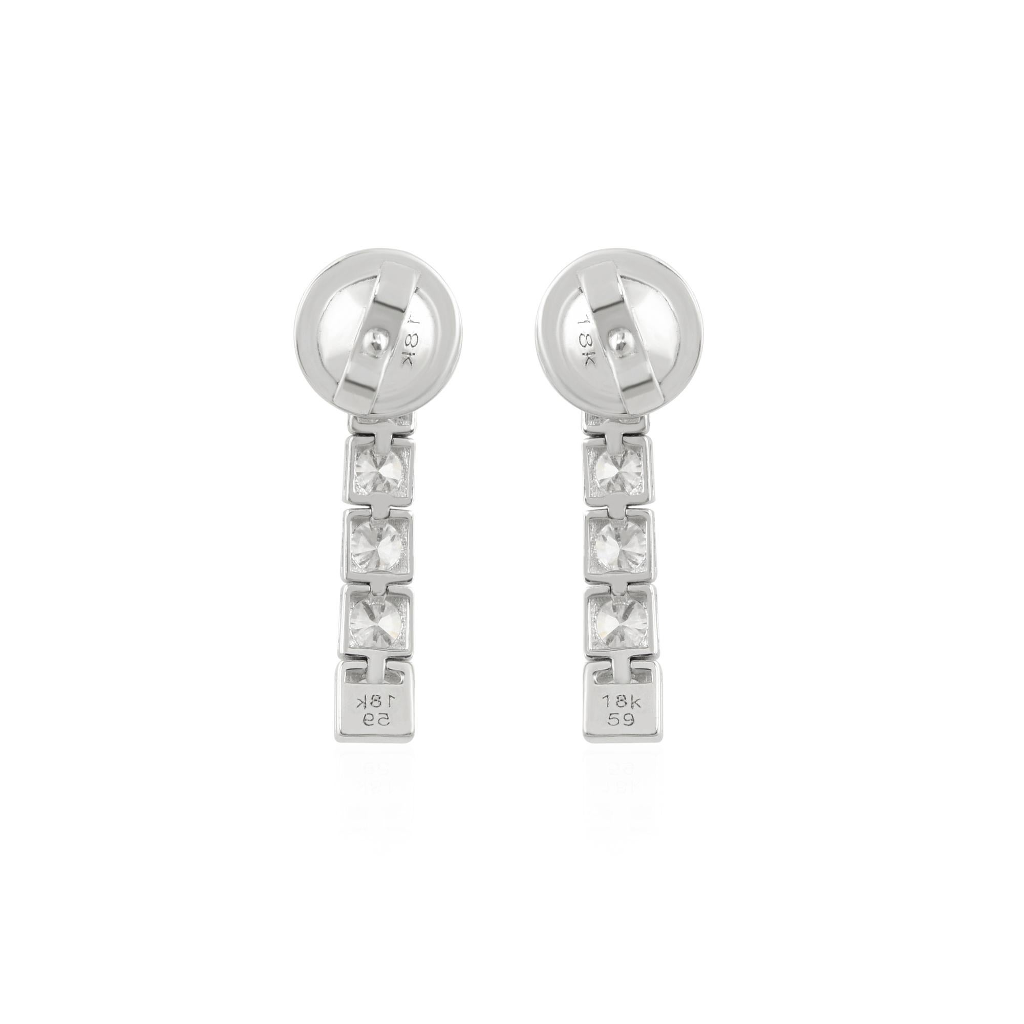 Pendientes de gota de diamante natural de 1,03 quilates, claridad SI y color HI, oro blanco de 14 quilates en Nuevo estado para la venta en Diera, Dubai